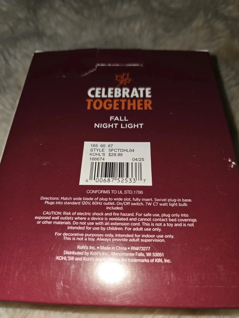Fall Ceramic Cottage Night Light